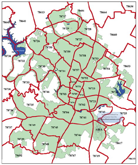 Zip Code Map Of Austin Texas City of Austin Zip Code Map | Mortgage Resources