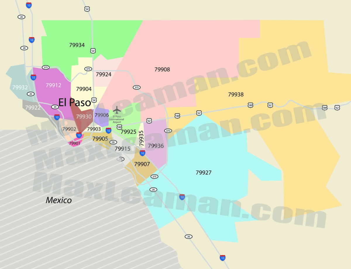 El Paso Zip Code Map Zipcode Map El Paso Texas El Paso Map 8497