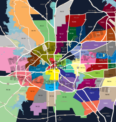 Ft. Worth Zipcode Map - Fort Worth Zip Code Map - Ft Worth Zipcode