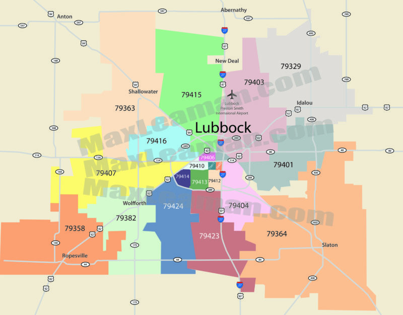 Lubbock Zip Code Map - Zipcode Map Lubbock, Texas - Lubbock Map